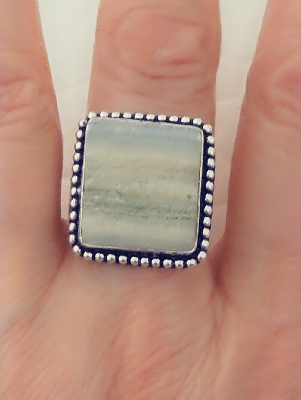 Adjustable Gemstone Statement Ring Overlay Sterling Silver Plated